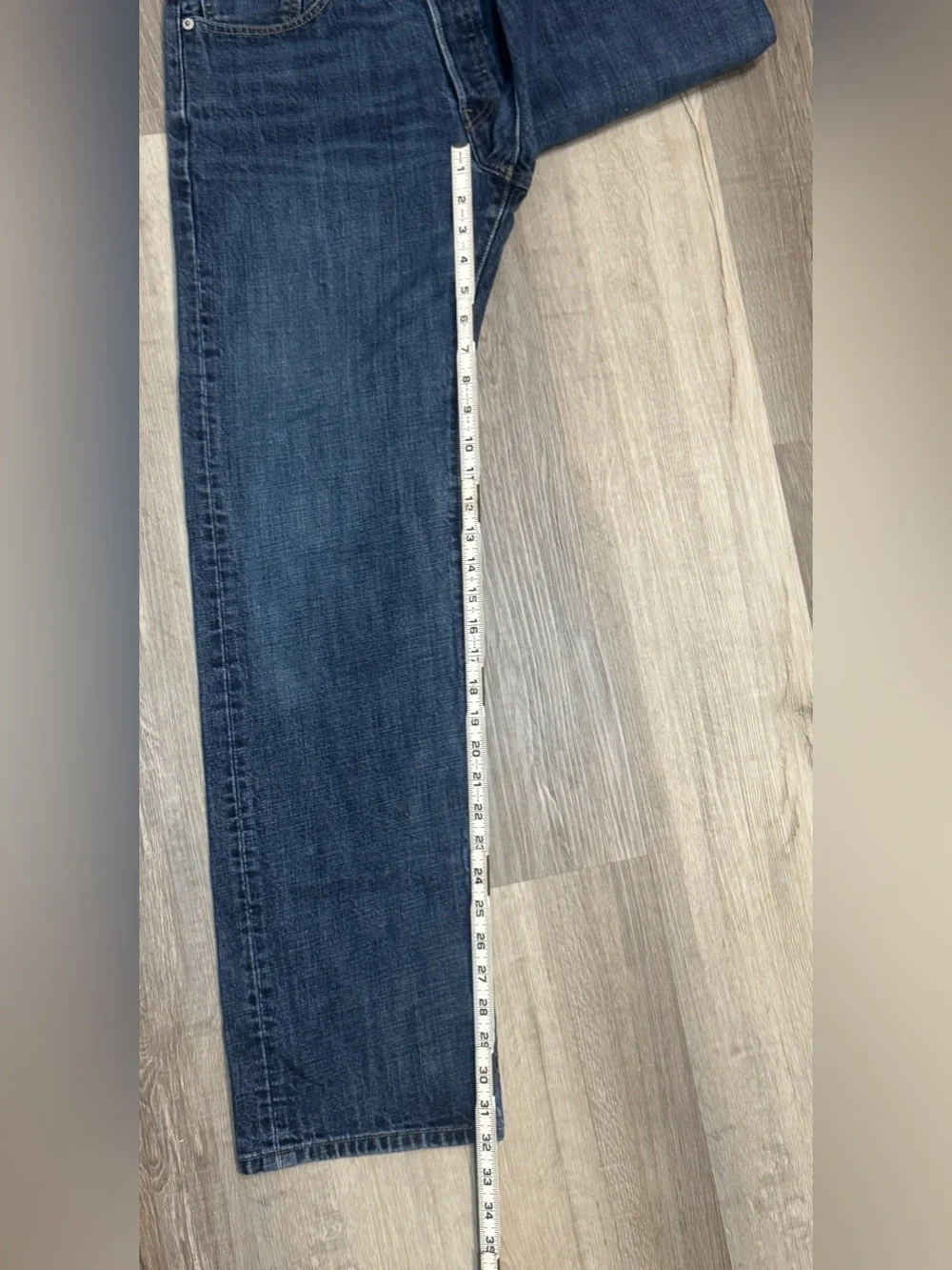Levi's 501 Men's Dark Blue Button Fly Straight-Leg Denim Jeans Y2K 33x34